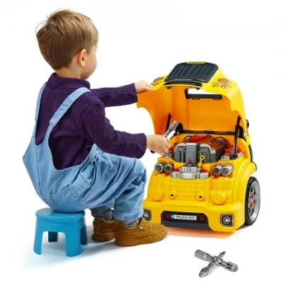 Image de VEVOR Jouet Moteur Camion Jeu Imitation Mécanicien Enfant avec Accessoires Jaune