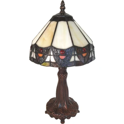 Afbeelding van LumiLamp Tiffany Tafellamp Ø 20x34 cm Beige Kunststof Glas Bureaulamp