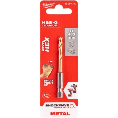 Afbeelding van MILWAUKEE 48894710 SHOCKWAVE HSS TiN metaal boor 4,5mm