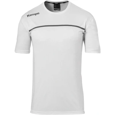 Afbeelding van Kempa Emotion 2.0 Poly SS Shirt Heren Sportshirt Maat L Mannen wit/grijs