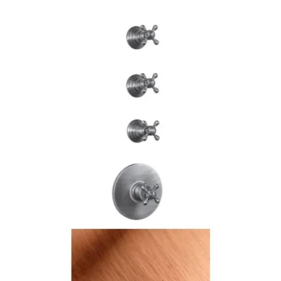 Afbeelding van PB Classic nostalgische Inbouw douche thermostaat met 3 stopkranen koper