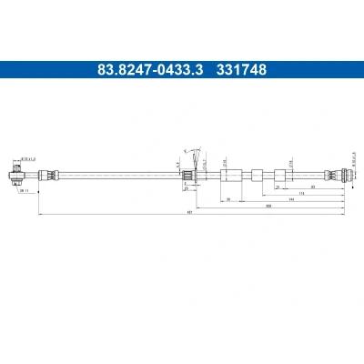 Afbeelding van ATE 83.8247 0433.3 Remslang 431mm M10x1,5mm