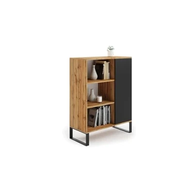 Afbeelding van Boekenkast industrieel 40x90x116cm zwart bruin