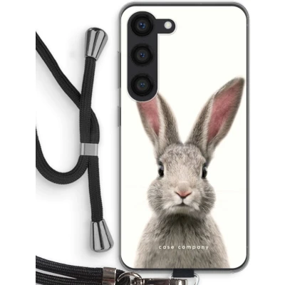 Afbeelding van Case Company® hoesje met Koord geschikt voor Samsung Galaxy S23 Daisy Telefoonhoesje Zwart Bescherming aan alle Kanten en Over de Schermrand