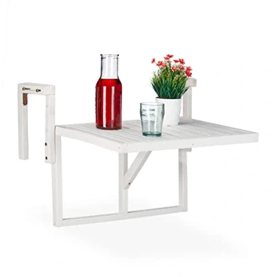 Afbeelding van Relaxdays klaptafel balkon houten balkontafel opklaptafel ingeklapt 22 cm breed