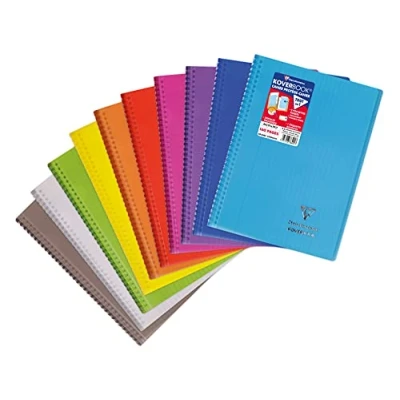 Image de Clairefontaine 376401C Un Cahier à Spirale Koverbook A4 21x29,7 cm 160 Pages Grands Carreaux Papier Blanc 90 g Couverture Polypro Couleur Aléatoire