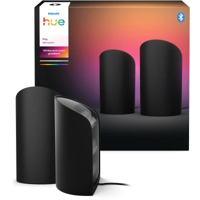 Afbeelding van Philips Hue Play Wall Washer verbonden zwart, wit en kleur sfeer met ColorCast technologie, Bluetooth compatibel, spraakbesturing Alexa, Apple Home Google Assistant Philips, dubbelpak
