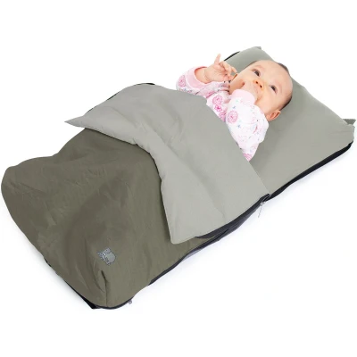 Afbeelding van Deryan AirTraveller Vliegtuigbedje Reiskussen met matras compact opgevouwen Kaki Groen