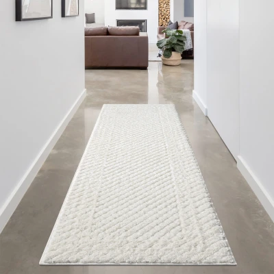 Afbeelding van Vloerkleed Focus Uni Hoogpolig Fluffy Scandinavisch Creme 80x300 CM