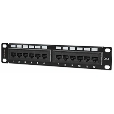 Afbeelding van Intellinet 720748 12 poorten Netwerkpatchpaneel 254 mm (10) CAT 6 1 HE Zwart