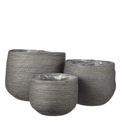 Afbeelding van Jorck Mand voor Planten Set van 3 H24 x Ø26 cm Papier Grijs