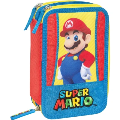 Afbeelding van Super Mario Gevuld Etui, Wahoo (3 ritsen) 20 x 13 7 cm Polyester