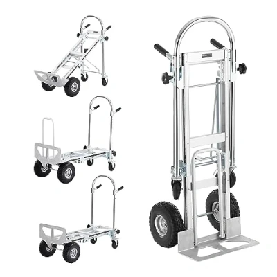 Image de VEVOR Diable Pliant en Aluminium 4 1 Chariot de Déménagement Manutention Charge 454 kg Convertible à Plate forme Roues Caoutchouc PU pour Transport Entrepôt Marchandises