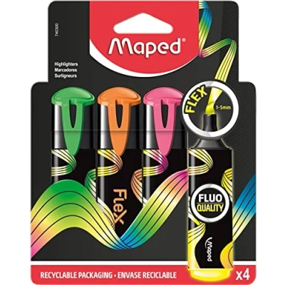 Afbeelding van Maped Fluo&#039;Peps Flex markeerstift, assorti, doosje van 4 stuks markeerstift
