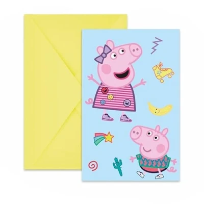 Afbeelding van Procos Uitnodigingen met Peppa Pig Messy Play envelop van FSC papier, 6 stuks, PR94113