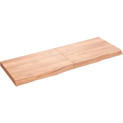 Afbeelding van vidaXL Wastafelblad 140x50x(2 6) cm behandeld massief hout lichtbruin