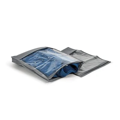 Afbeelding van Perfetto Più Easybag Kledingtas van vliesstof voor overhemden en truien, asgrijs, 33 x 45 5 cm