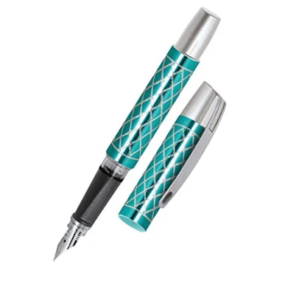 Afbeelding van ONLINE Campus Diamond vulpen voor rechtshandigen, ergonomische handgreep, hoogwaardige medium iridiumveer, standaard inktpatronen, met blauwe combipatroon, geschikt