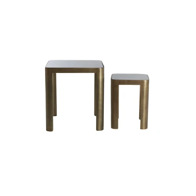 Afbeelding van Light &amp; Living Bijzettafel OXE Ø45x50cm Brons Set van 2