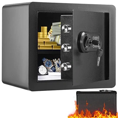 Image de VEVOR Coffre Fort Numérique 34 L 400 x 300 350 mm de Sécurité 2 Types Déverrouillage Mot Passe et Clés Structure en Acier Anti Effraction Antivol avec Alarme Argent Bijoux Domicile