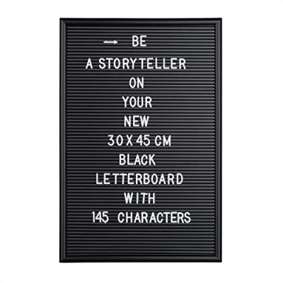 Afbeelding van Relaxdays Letterboard 145 letters cijfers, speciale tekens, 45 x 30 cm, in elkaar grijpend letterbord, kunststof, zwart, 1 stuk