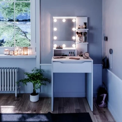 Afbeelding van Vicco kaptafel met licht Ruben, Wit, 60 cm LED verlichting