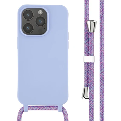 Afbeelding van iMoshion hoesje Geschikt voor iPhone 14 Pro met koord Siliconen Paars