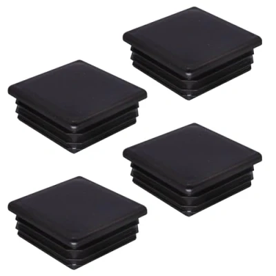 Afbeelding van SKIR&#039;CO Set van 4 vierkante kunststof stoppen 60 x mm zwart RAL 9005