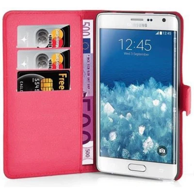Afbeelding van Cadorabo Hoesje geschikt voor Samsung Galaxy NOTE EDGE in KARMIJN ROOD Beschermhoes met magnetische sluiting, standfunctie en kaartvakje Book Case Cover Etui