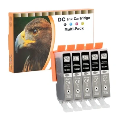 Afbeelding van D&amp;C 5 stuks grijze inktcartridges compatibel met Canon CLI 526 GY voor Pixma IP4840 IP4850 IP4900 MG5140 MG5150 MG5240 MX710 MX715 MG6100 MG6150 MG6200 50 IX. 66 550 MG. 5250