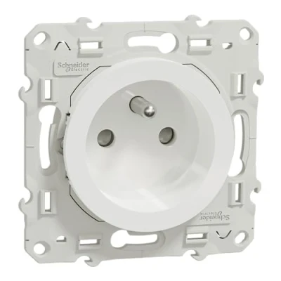Afbeelding van Schneider Electric S520059 stopcontact met aarding 2 P+T Odace verduisteringen, 230 V, wit