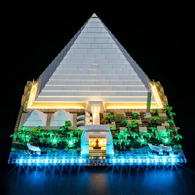 Afbeelding van YEABRICKS Ledlicht voor Lego 21058 architectuur Great Pyramid of Giza, bouwstenen model (Lego set niet inbegrepen)