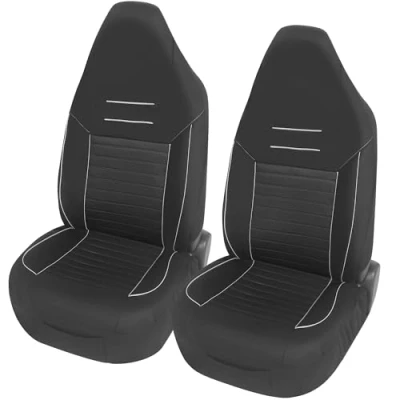 Afbeelding van Upgrade4cars Set universele autostoelhoezen Voor bestuurdersstoelen voorstoelen Wit Met geïntegreerde hoofdsteun Autoaccessoires Interieurdecoratie