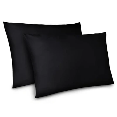 Afbeelding van Dreamzie kussensloop, 40 x 80 cm, set van 2 kussenslopen microvezel met ritssluiting, Oeko Tex gecertificeerd, zwart