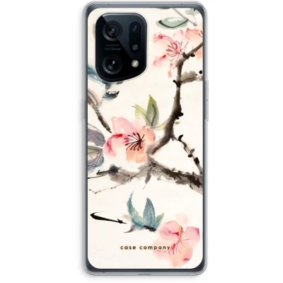 Afbeelding van Case Company® hoesje geschikt voor Oppo Find X5 Japanse bloemen Soft Cover Telefoonhoesje Bescherming aan alle Kanten en Schermrand