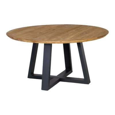 Afbeelding van Sens Line Dallas teakhout Tuintafel Ø150 cm Bruin/ Zwart
