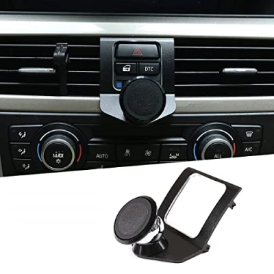 Afbeelding van YANER Mobiele telefoonhouder van aluminiumlegering voor BMW 3 serie E90 E92 2005 2012, autoaccessoires, 360 graden draaibare houder (zwart)