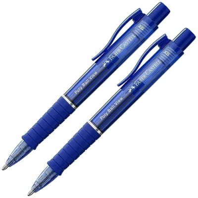 Afbeelding van Faber Castell 205013 Poly Ball View Admiral balpen met verwisselbare XB vulling, onuitwisbaar, 2 stuks