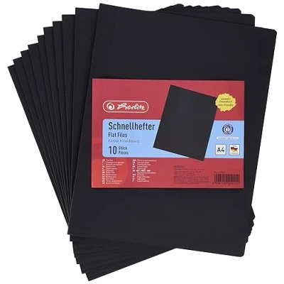 Afbeelding van Herlitz 11130325 snelhechtmappen A4 karton gevouwen zwart intensief pak van 10
