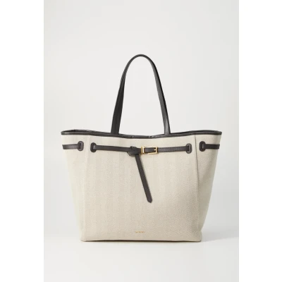 Afbeelding van Ted Baker Shopper Tafanie Belted Herringbone Canvas Large Tote Bag Brn Choc Beige