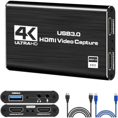 Afbeelding van 4K HDMI video opnamekaart, audio USB3.0 1080P 60FPS Videorecorder voor streaming Gaming Broadcasting, werkt met Xbox Series X/S, One PS5,