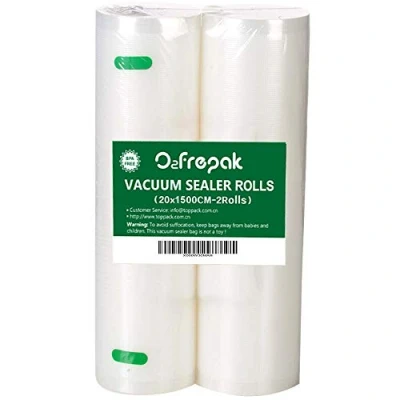 Afbeelding van O2frepak 2 rollen 20 x 1500 cm rol zakken voor vacuümmachine, BPA vrij en LFGB vacuümvrieszak, compatibel met elke vacuümsealer (totaal: 3000 cm)