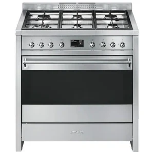 Afbeelding van Smeg A1 9 Fornuis 90 X 60 6 Branders Gas Oven Multifunctie Energieklasse A Inox