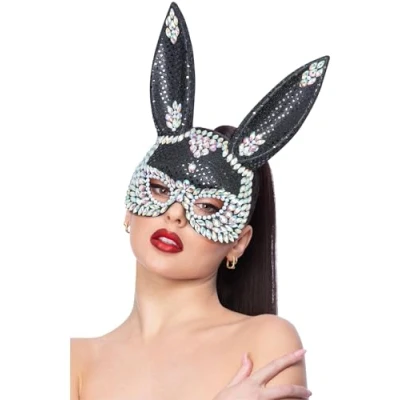 Afbeelding van Fever Jewel Sequin Rabbit Mask Zwart/Zilverkleurig