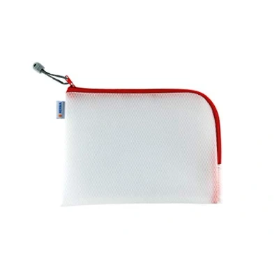 Afbeelding van HERMA 20008 Toilettas A5 met ritssluiting (26 x 20 cm) kleine transparante tas voor cosmetica, vloeistoffen, make up, tandenborstel, cosmeticatas, rood