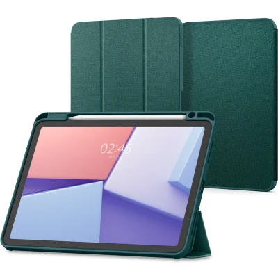 Afbeelding van Spigen Urban Fit Hoesje Geschikt voor Apple iPad Air 11 (2024) Back Cover met Pencil Houder Groen
