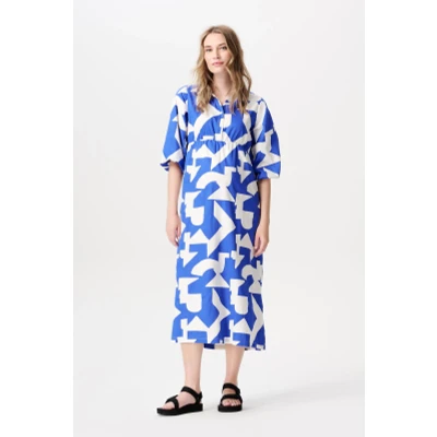 Image de Zwangerschapsjurk met voedingsfunctie Pilar Graphic Blue Print S