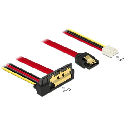 Afbeelding van Floppy (v) + SATA data naar haakse en 5V 12V voeding kabel SATA600 6 Gbit/s / rood 0,30 meter