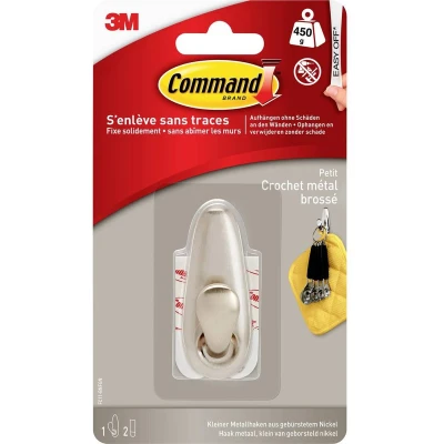 Afbeelding van 3M Command Small metalen haak „klassiek (l x b h) 67 25 mm Nikkel (geborsteld) Inhoud: 1 stuk(s)