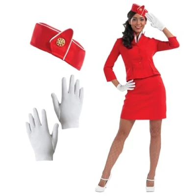 Afbeelding van Fun Shack Flugbegleiter Rood dameskostuum (1 stuk),